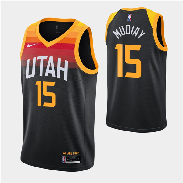 Men's Utah Jazz #15 Emmanuel Mudiay 2020-21 Black NBA City Swingman Stitched Jersey